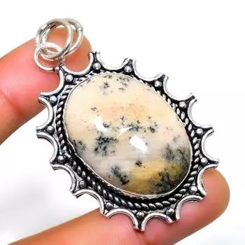 Подвеска ручной работы с медовым дендритовым драгоценным камнем, посеребренная 925 пробы, 2,27 дюйма 2.27 мёд