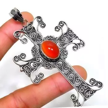 Подвеска ручной работы с сердоликом 925 пробы, посеребренная, 3,21 дюйма 3.21 красный