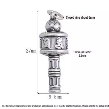 Подвеска S999 Стерлинговое серебро Ваджра Колокольчик и Дордже Молитвенное колесо с ожерельем из плетеного вручную красного шнура 3D DIY аксессуар