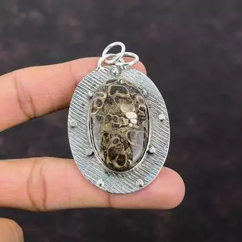 Подвеска с агатом Turritella, уникальный дизайн, ювелирные изделия ручной работы, подвеска из стерлингового серебра 925 пробы, подвеска с драгоценным камнем, ювелирные изделия с агатом Turritella, свадебные подарки