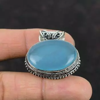 Подвеска с аквамарином. Подвеска из стерлингового серебра 925 пробы. Подвеска ручной работы. Ювелирные изделия из натуральных драгоценных камней. Уникальный винтажный кулон. Подарки для него. Достойный кулон.