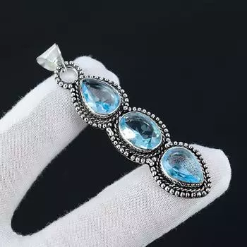 Подвеска с аквамарином, Подвеска с драгоценными камнями из стерлингового серебра 925 пробы, Ювелирные изделия с аквамарином, Подарки ручной работы, Ювелирные изделия ручной работы для подарков Ювелирные изделия для нее 2.55