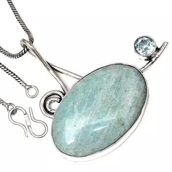 Подвеска с амазонитом, драгоценным камнем, подарок на день святого Валентина, серебряное ювелирное изделие, 1,75 дюйма