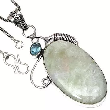 Подвеска с амазонитом, драгоценным камнем, подарок на день святого Валентина, серебряное ювелирное изделие 2,5 дюйма