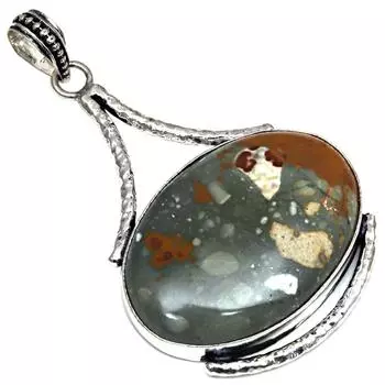 Подвеска с американским яшмовым камнем, подарок для нее, серебряные украшения 2,25 дюйма