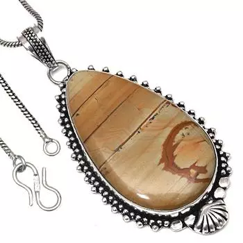 Подвеска с американским яшмовым камнем, подарок на день святого Валентина, серебряное украшение 2,75 дюйма