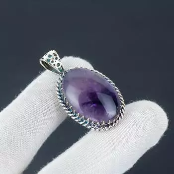 Подвеска с аметистом, драгоценный камень с аметистом, ювелирная подвеска из стерлингового серебра 925 пробы ручной работы для женских подарков, ювелирные изделия с драгоценными камнями из аметиста для нее 1.96 фиолетовый