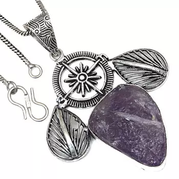 Подвеска с аметистом и друзами, драгоценный камень, подарок на день святого Валентина, серебряное украшение 2,5 дюйма