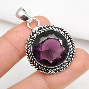 Подвеска с аметистом, ювелирные изделия из цельного серебра 925 пробы с драгоценными камнями, подвеска ручной работы, на День благодарения 1.69 Inches фиолетовый