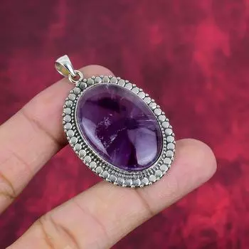 Подвеска с аметистом, ювелирные изделия из драгоценных камней, подвеска из цельного серебра 925 пробы, подарок для женщин, подвеска ручной работы 2.05 Inches фиолетовый