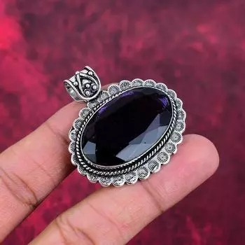 Подвеска с аметистом, ювелирные изделия из драгоценных камней, подвеска из цельного серебра 925 пробы, подарок для женщин, подвеска ручной работы 1.77 Inches фиолетовый