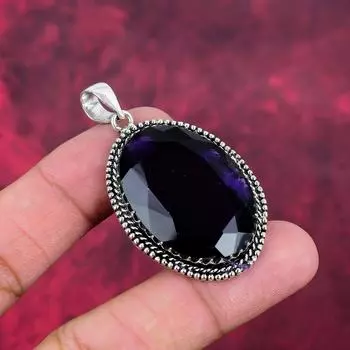 Подвеска с аметистом, ювелирные изделия из драгоценных камней, подвеска из цельного серебра 925 пробы, подарок для женщин, подвеска ручной работы 2.24 Inches фиолетовый