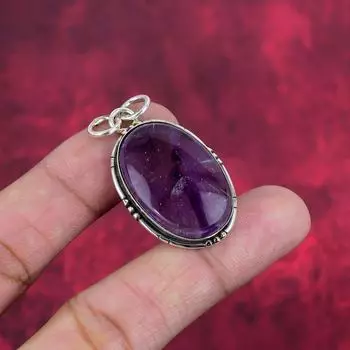 Подвеска с аметистом, ювелирные изделия из драгоценных камней, подвеска из цельного серебра 925 пробы, подарок для женщин, подвеска ручной работы 1.77 Inches фиолетовый