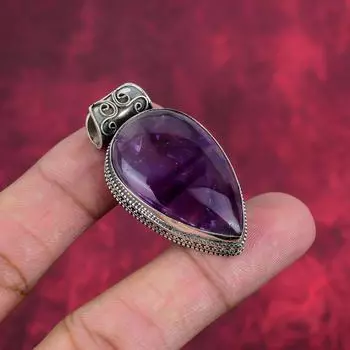 Подвеска с аметистом, ювелирные изделия из драгоценных камней, подвеска из цельного серебра 925 пробы, подарок для женщин, подвеска ручной работы 1.81 Inches фиолетовый
