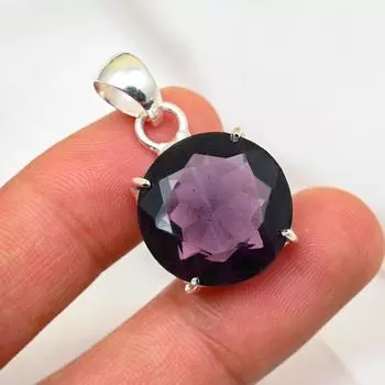 Подвеска с аметистом, ювелирные изделия из драгоценных камней, подвеска из цельного серебра 925 пробы, подарок для женщин, подвеска ручной работы 1.37 Inches фиолетовый