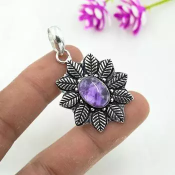 Подвеска с аметистом, ювелирные изделия из драгоценных камней, подвеска из цельного серебра 925 пробы, подарок для женщин, подвеска ручной работы 1.92 Inches синий