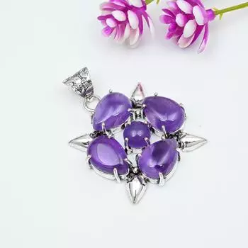 Подвеска с аметистом, ювелирные изделия из драгоценных камней, подвеска из цельного серебра 925 пробы, подарок для женщин, подвеска ручной работы
