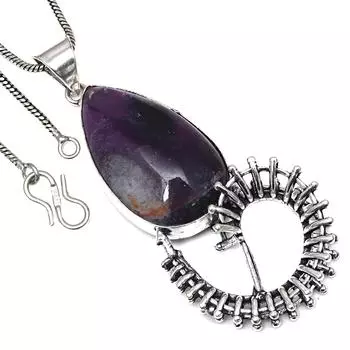 Подвеска с аметистовым кружевным камнем, подарок на день святого Валентина, серебряное украшение 2,5 дюйма