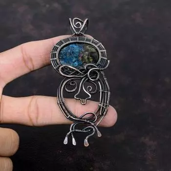 Подвеска с арбузным турмалином, подвеска из медной проволоки, ручная работа, ювелирное изделие из меди, подвеска из драгоценного камня, уникальная подвеска из проволоки, подарок для мамы