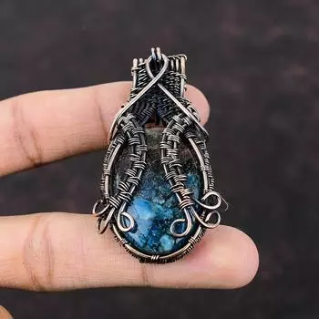 Подвеска с арбузным турмалином, подвеска из медной проволоки, подвеска из настоящего драгоценного камня, подвеска из медной проволоки, ювелирное изделие в подарок для него, подвеска ручной работы