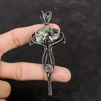 Подвеска с астрофиллитом, кулон в медной проволоке, ювелирные изделия из настоящего драгоценного камня, кулон ручной работы, очень красивые медные украшения, подарок для особого случая