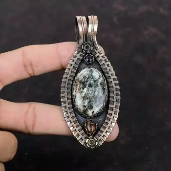 Подвеска с астрофиллитом, медная проволока, подвеска из красного дерева, обсидиан, ювелирные изделия из синего солнечного камня, подвеска из драгоценного камня ручной работы, подарок для мамы