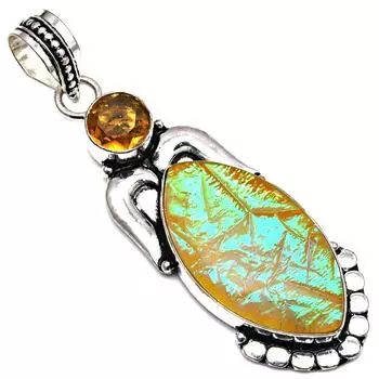 Подвеска с австралийским опалом и цитрином, серебряное ювелирное изделие 2,25 дюйма