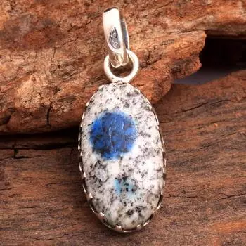 Подвеска с азуритом, серебряные украшения, серебро 925 пробы, украшения ручной работы, серебряный кулон