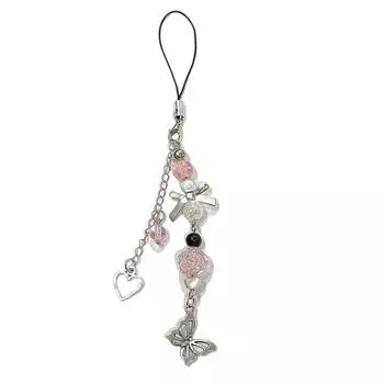 Подвеска с бантом, цепочка для телефона, ремешок с цветком, очаровательный брелок из бисера, ремешок для телефона, акриловый брелок для ключей, сумка, орнамент, ювелирное изделие, подарок 3