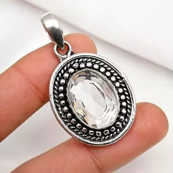 Подвеска с белым топазом, ювелирное изделие из цельного серебра 925 пробы с драгоценными камнями, подвеска ручной работы, на День памяти 1.88 Inches розовый