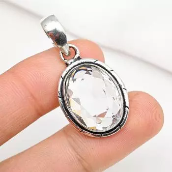 Подвеска с белым топазом, ювелирные изделия из цельного серебра 925 пробы с драгоценными камнями, подвеска ручной работы, на День благодарения 1.57 Inches белый