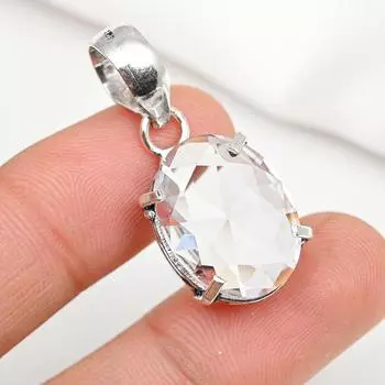 Подвеска с белым топазом, ювелирные изделия из цельного серебра 925 пробы с драгоценными камнями, подвеска ручной работы, на День благодарения 1.37 Inches белый