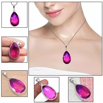 Подвеска с био-турмалином, кварцем, драгоценным камнем, ко Дню святого Валентина, серебряное украшение 1,75 дюйма