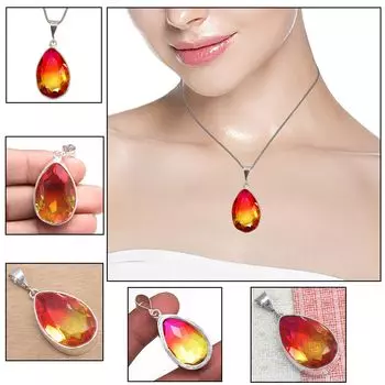 Подвеска с био-турмалином, кварцем, драгоценным камнем, ко Дню святого Валентина, серебряное украшение 1,75 дюйма