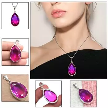 Подвеска с био-турмалином, кварцем, драгоценным камнем, ко Дню святого Валентина, серебряное украшение 1,75 дюйма