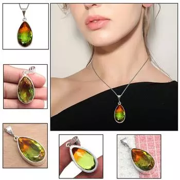 Подвеска с био-турмалином, кварцем, драгоценным камнем, ко Дню святого Валентина, серебряное украшение 1,75 дюйма