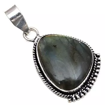 Подвеска с блестящим лабрадоритом, драгоценный камень, подарок для нее, серебряные украшения 1,5 дюйма