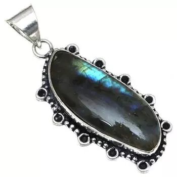 Подвеска с блестящим лабрадоритом, серебряное украшение ручной работы, 2 дюйма