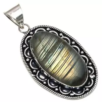 Подвеска с блестящим лабрадоритом, серебряное украшение ручной работы, 2 дюйма