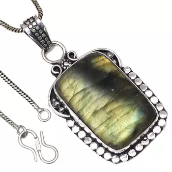 Подвеска с блестящим лабрадоритом, серебряное украшение в подарок на День святого Валентина, 2,25 дюйма