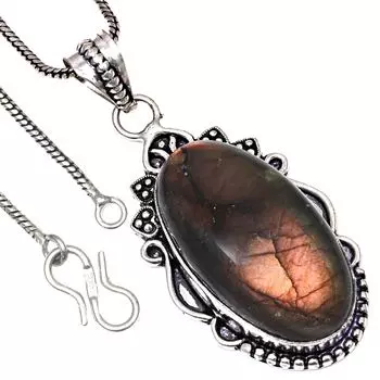 Подвеска с блестящим лабрадоритом, серебряное украшение в подарок на День святого Валентина, 2 дюйма