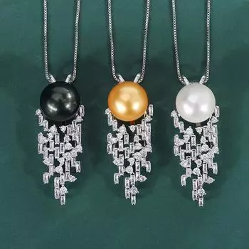 Подвеска с бриллиантами, белые ракушечные бусины, ожерелье, ювелирное украшение, кулон