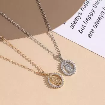 Подвеска с бриллиантами в виде Девы Марии Иисусовой, религиозная точка, сделай сам, ожерелье с цепочкой на ключицу, украшение для обуви и шляпы, ювелирные аксессуары