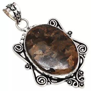 Подвеска с бронзитовым драгоценным камнем, ручная работа, серебряное украшение ко Дню матери, 2,5 дюйма