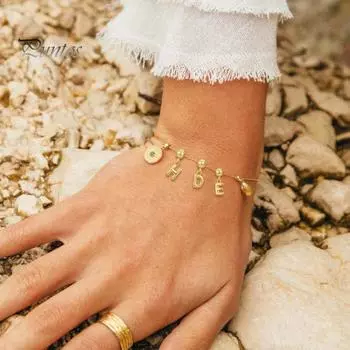 Подвеска с буквой AZ Initial, гладкая полированная металлическая подвеска на ожерелье, женская сумка, аксессуар, персонализированное ожерелье, подвеска-брелок своими руками F золотистый