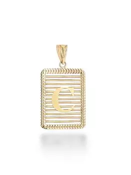 Подвеска с буквой C из камня в форме сетки из 14-каратного золота с подвеской в виде буквы C