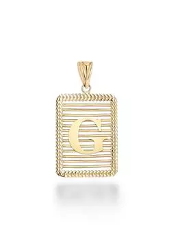 Подвеска с буквой G из камня и сетки из 14-каратного золота с подвеской в виде буквы G