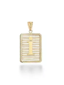 Подвеска с буквой i из камня без камня, 14-каратное золото с подвеской в виде буквы