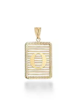 Подвеска с буквой O из камня в форме сетки из 14-каратного золота с подвеской в виде буквы O