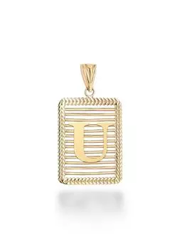 Подвеска с буквой U из камня и сетки из 14-каратного золота с подвеской в виде буквы U